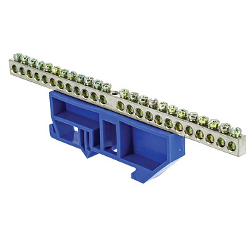 Шина "0" N (6x9мм) 24 отв, цинк синий изолятор на DIN-рейку PROxima EKF