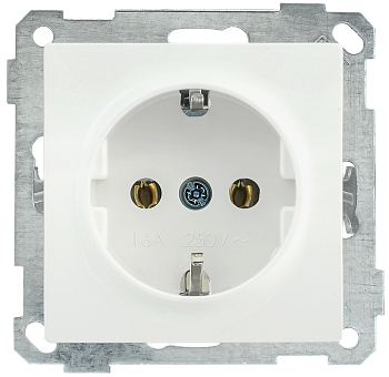 Розетка РС11-1-0-Б с з/з 16А BOLERO белый IEK