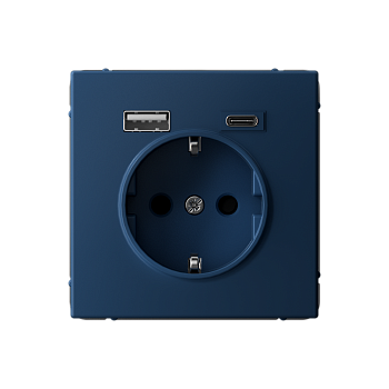 ARTGALLERY РОЗЕТКА 16А с 2 USB A+C, 5В/2,4А/3,0А, 2х5В/1,5А, механизм, АКВАМАРИН Systeme Electric