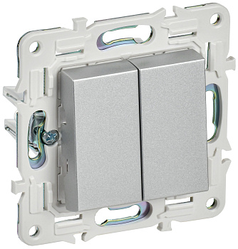 SKANDY Выключатель 2-клавишный 10А SK-V04S серебряный IEK