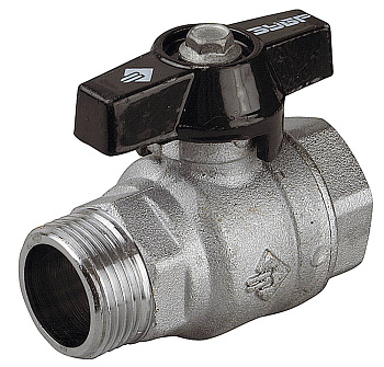 Кран шаровой полнопроходной "мама-папа", бабочка, хромиров латунь, 3/4" ЗУБР