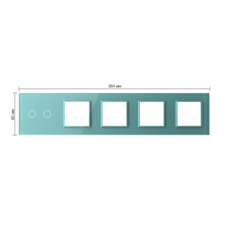 Панель для сенсорного выключателя и 4-х розеток, 2 клавиши, цвет зеленый, стекло Livolo