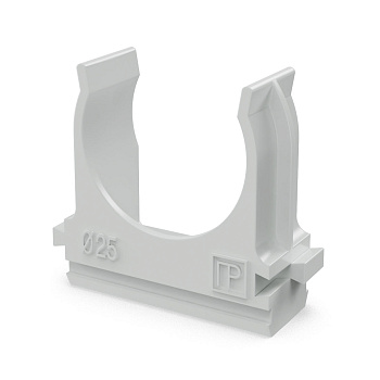 Крепёж-клипса для труб d25 мм безгалогенная (HF) атмосферостойкая серая (100шт/1000шт уп/кор) Промрукав