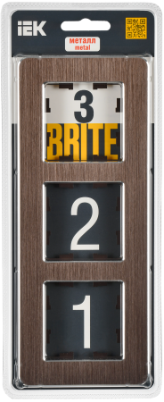 BRITE Рамка 3-мест. РУ-3-1-Бр металл коричн. RE AL IEK