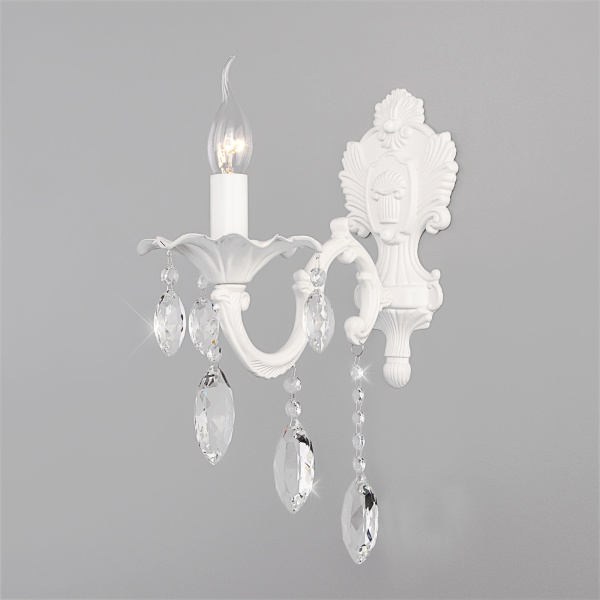 Классическое бра с хрусталем 1*E14 60Вт белый IP20 Veletta (10108/1 белый) Eurosvet