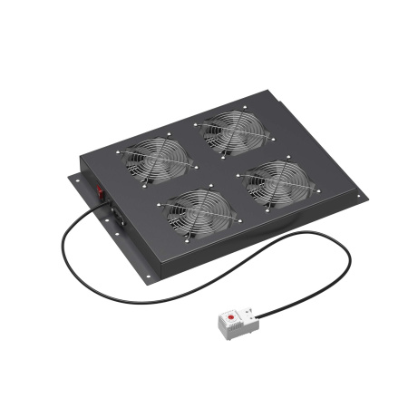 Потолочный модуль 4 вентилятора с термостатом для крыши напольных 19" IT-корпусов ДКС серии CQE шириной 600мм, RAL9005 DKC