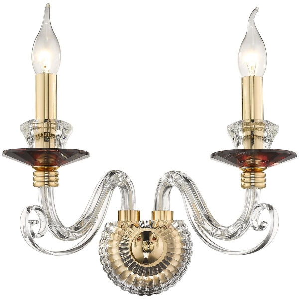 Бра Золото, Прозрачный, Гранатовый E14 2*40Вт WE170.02.371 WERTMARK