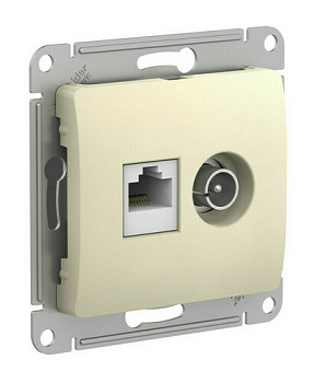 GLOSSA Механизм Розетки двойная ТВ + компьютерная RJ45, кат. 5Е, бежевый