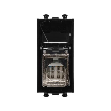 Компьютерная розетка RJ-45 модульная, кат.5е экранированная, "Avanti","Черный квадрат", 1 модуль DKC