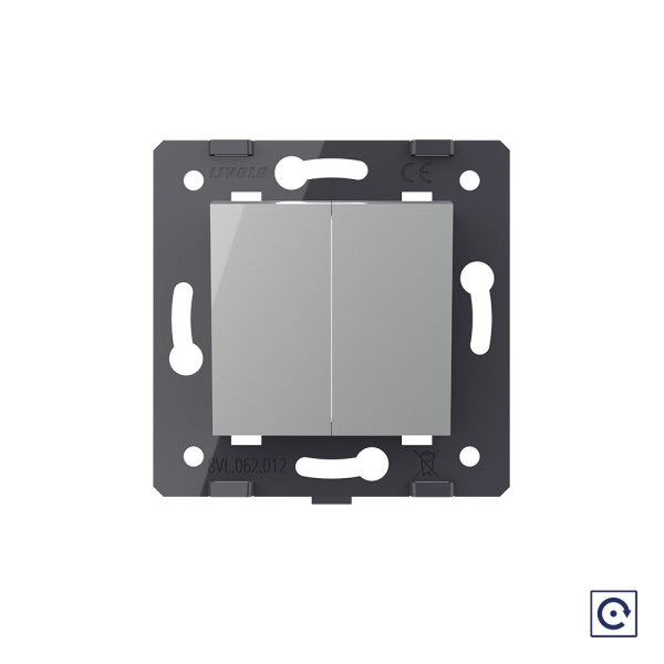 Двухклавишная механическая кнопка (звонок), цвет серый (механизм) Livolo