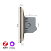 Двухклавишный умный сенсорный выключатель Livolo ZigBee, 1 пост, Золотой VL-C702Z-2AG