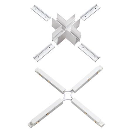 Соединитель с токопроводом для шинопровода Х-образный IP20 48V FLUM белый NOVOTECH