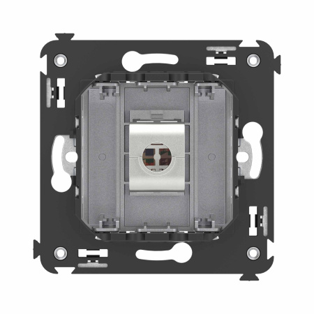 Компьютерная розетка RJ-45 без шторки в стену, кат.6А одинарная экранированная, "Avanti", "Закаленная сталь" DKC