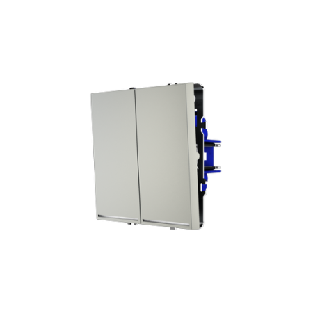 Проходной переключатель встраиваемый Voltum S70 двухклавишный с подсветкой 10А, (сталь)