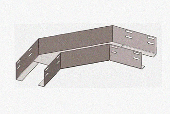Лоток угловой замковый глухой КГЗГ 400х50-135 УТ1,5 поворот на 135, оцинкованный лист, S1,5