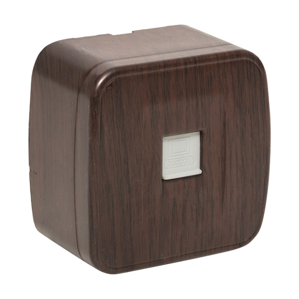 Минск Розетка RJ-45 1-местная ОП , 1А, 120В, тёмное дерево EKF