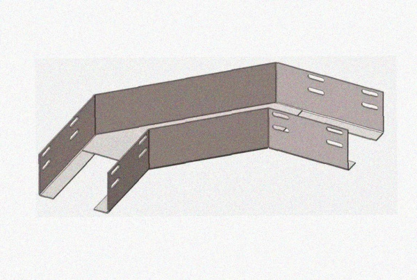 Лоток угловой замковый глухой КГЗГ 400х50-135 УТ1,5 поворот на 135, оцинкованный лист, S1,5