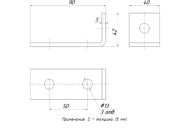 STRUT-пластина угловая 90гр, 3 отверстия HDZ EKF