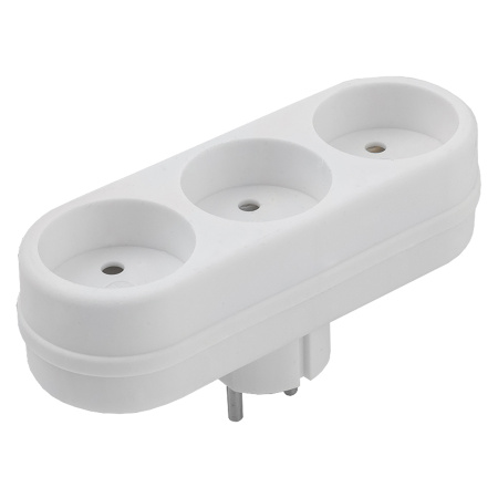 Разветвитель (тройник) 3 роз. 16А, плоский, белый, 3.5кВт General