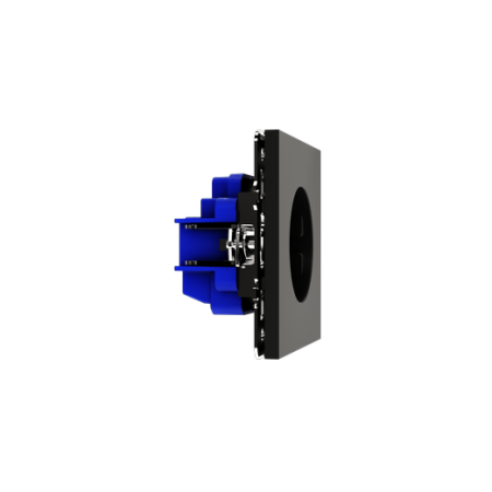 Розетка встраиваемая Voltum S70 с заземлением и защитными шторками, 16А, (черный матовый)