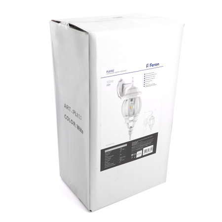 Светильник садово-парковый Feron 8102/PL8102 восьмигранный на стену вниз 100W E27 230V, белый