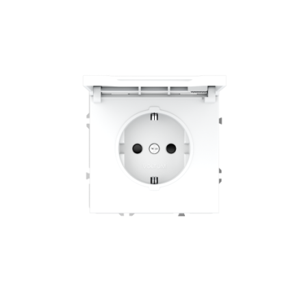 Розетка встраиваемая Voltum S70 с заземлением, защитными шторками и крышкой 16А, (белый матовый)