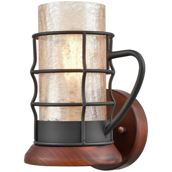 Светильник настенный Дуб, Черный/Янтарный E27 1*40Вт 561-701-01 VELANTE