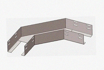Лоток угловой замковый перфорированный КГЗ 400х100-135 УХЛ1 поворот на 135, оцинкованный лист, S1,5
