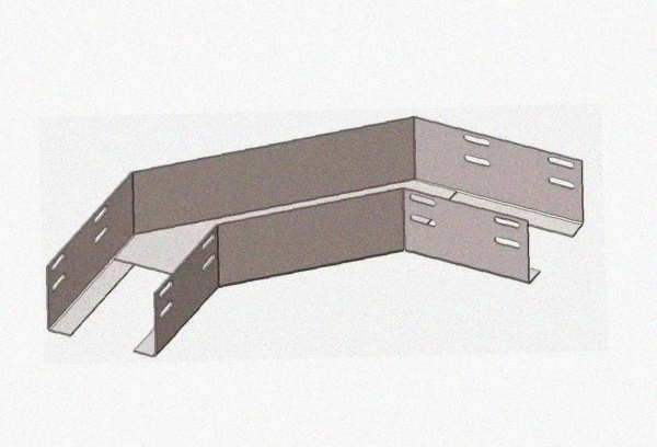 Лоток угловой замковый перфорированный КГЗ 400х100-135 УХЛ1 поворот на 135, оцинкованный лист, S1,5