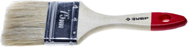 Кисть плоская "УНИВЕРСАЛ-СТАНДАРТ ", натуральная щетина, деревянная ручка, 75мм ЗУБР