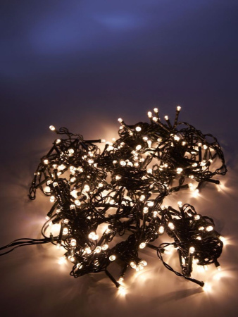 Светодиодная гирлянда Feron CL91 7 веток (3м) + 4м 230V 2700К, c питанием от сети, зеленый шнур