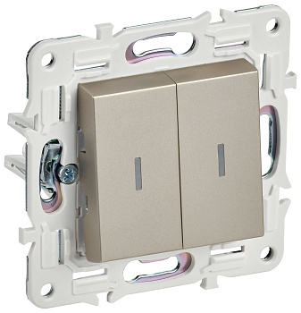 SKANDY Выключатель 2-клавишный проходной с индикацией 10А SK-V10Sh шампань IEK
