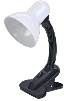 LIGHTING Светильник настольный 1001 на прищепке Е27 белый IEK