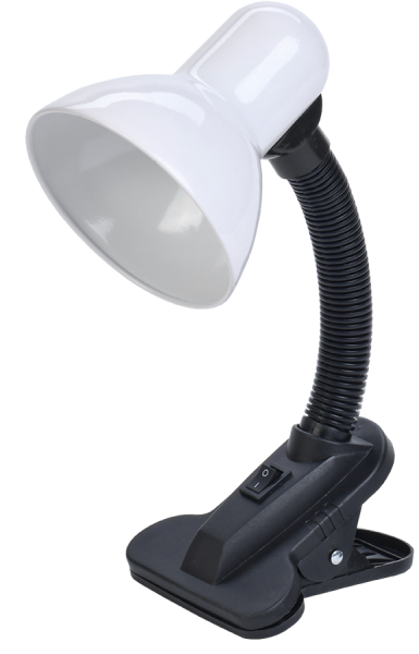 LIGHTING Светильник настольный 1001 на прищепке Е27 белый IEK