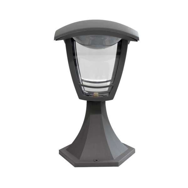 11-183 Св-к садово-парковый, светод-й, столб мал, «Валенсия», 8Вт, 4-х гран., 720Лм, 6500К, сер APEYRON