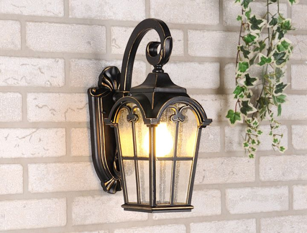 Уличный настенный светильник 1*E27 черное золото IP33 (a025301) Elektrostandard