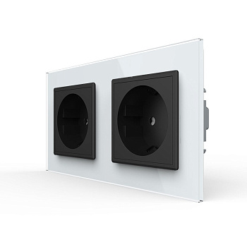 Розетка Livolo 2 поста Черная с белой рамкой VL-C7C2EU-12/11
