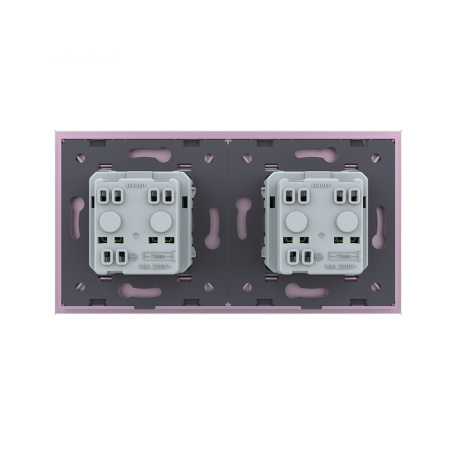 Розетка электрическая 16А 2 поста, цвет розовый Livolo
