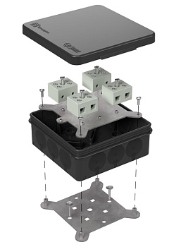Коробка огнестойкая для о/п двухкомпонентная 60-0303-9005-FR10.0-8 Е15-Е120 100х100х40 RAL9005 Промрукав (17 шт/уп)