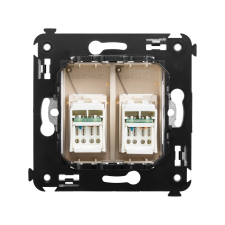 Компьютерная розетка RJ-45 в стену, кат.6А двойная, "Avanti", "Ванильная дымка" DKC