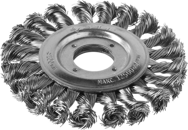 Профессионал. Щетка дисковая для УШМ, плетеные пучки стальной проволоки 0,5мм, 100х22мм ЗУБР