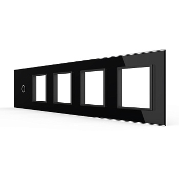 Панель для сенсорного выключателя и 4-х розеток, 1 клавиша, цвет черный, стекло Livolo