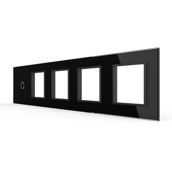 Панель для сенсорного выключателя и 4-х розеток, 1 клавиша, цвет черный, стекло Livolo