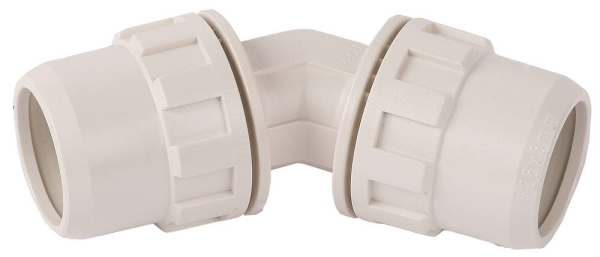 Соединитель "ШиреФит" угловой 45° "штуцер с гайкой - штуцер с гайкой", 26мм ЗУБР