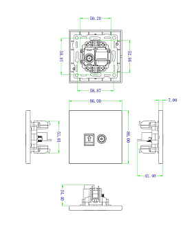 Donel N96 Комбинированая розетка TV + RJ45 (двойная) cat.6/ClassE, Бронза, серия DT