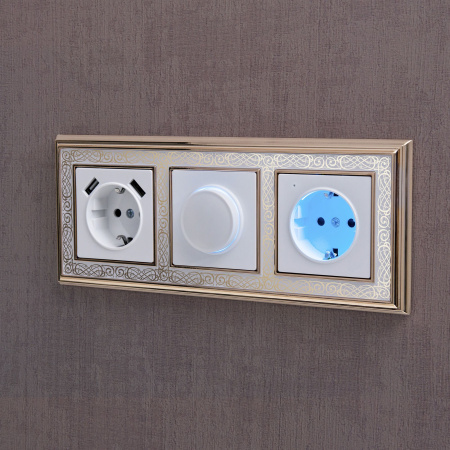 Розетка с подсветкой (белая) СУ IP20 Werkel