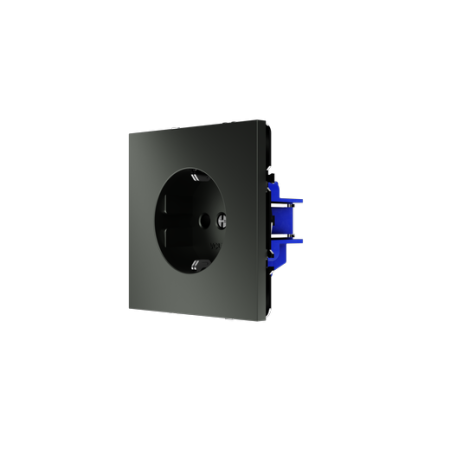 Розетка встраиваемая Voltum S70 с заземлением и защитными шторками, 16А, (титан)