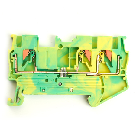 Зажим пружинный, 3-проводной проходной ЗНИ - 2,5, JXB PT 2.5 TW, желтый, зеленый LD573-1-25 STEKKER