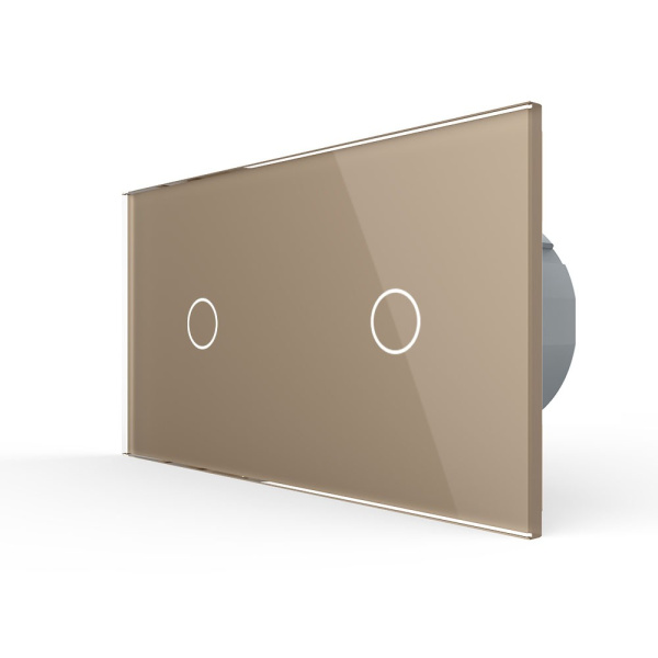Сенсорный выключатель 2 клавиши (1-1), 2 поста Золотой Livolo