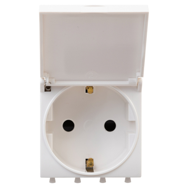 Розетка с крышкой модульная, 2P+E, с з/ш, "Avanti", "Белое облако", 2 модуля DKC